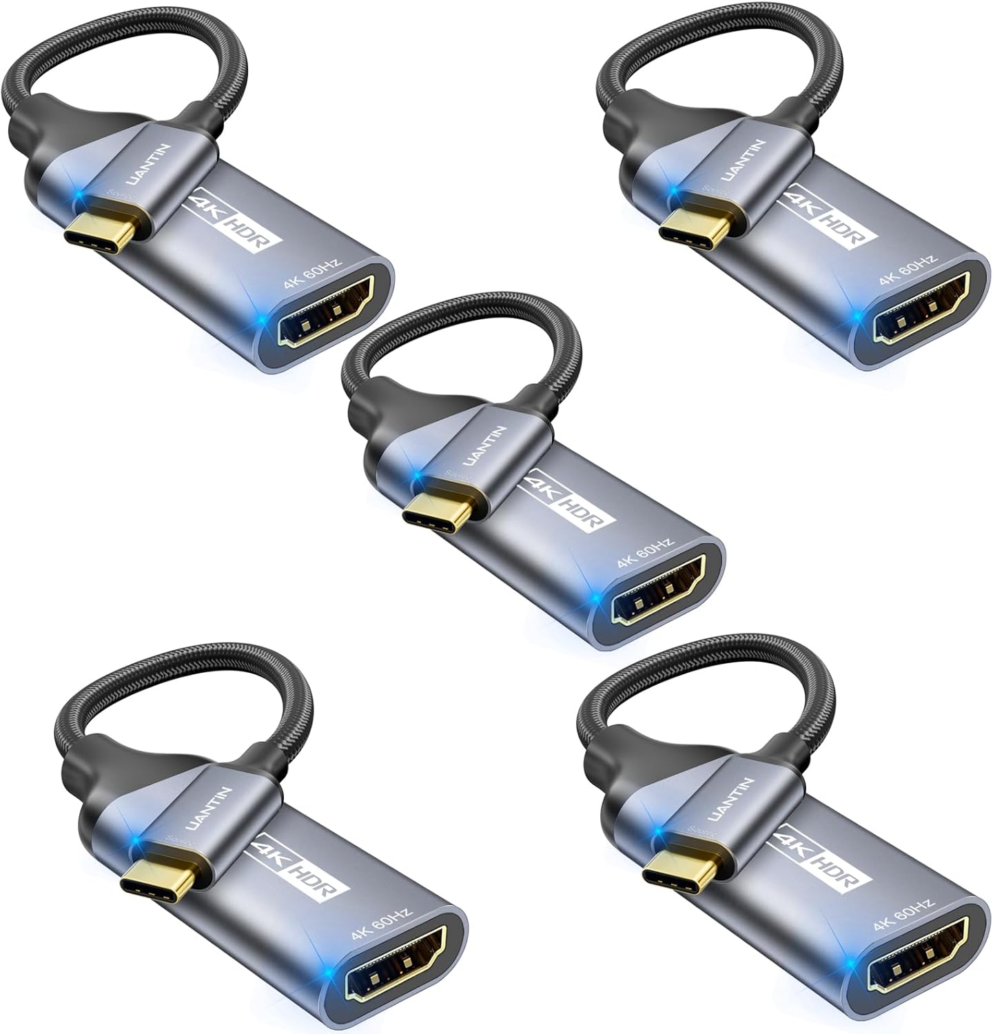 5 Pack USB C to HDMI Adapter for 4K@60Hz High-Speed Streaming