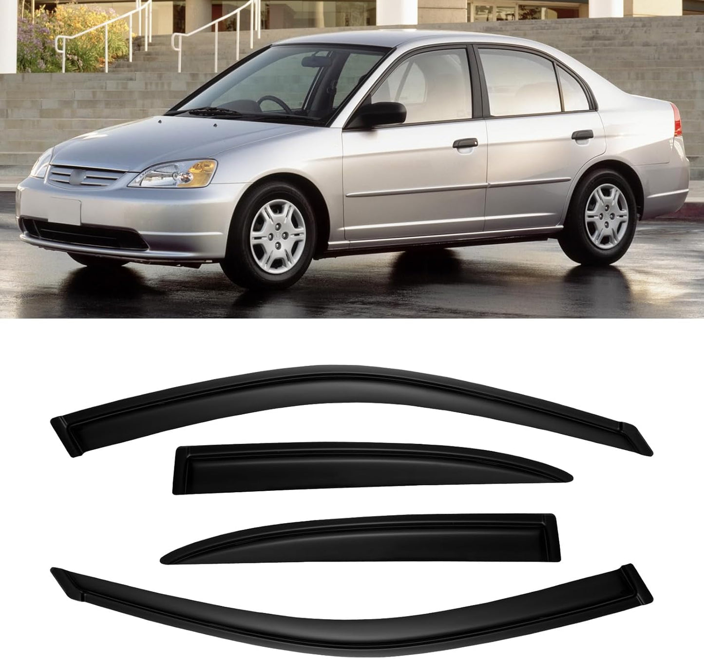 Window Visors for Honda Civic 2001-2005 4-Door Sedan Shields