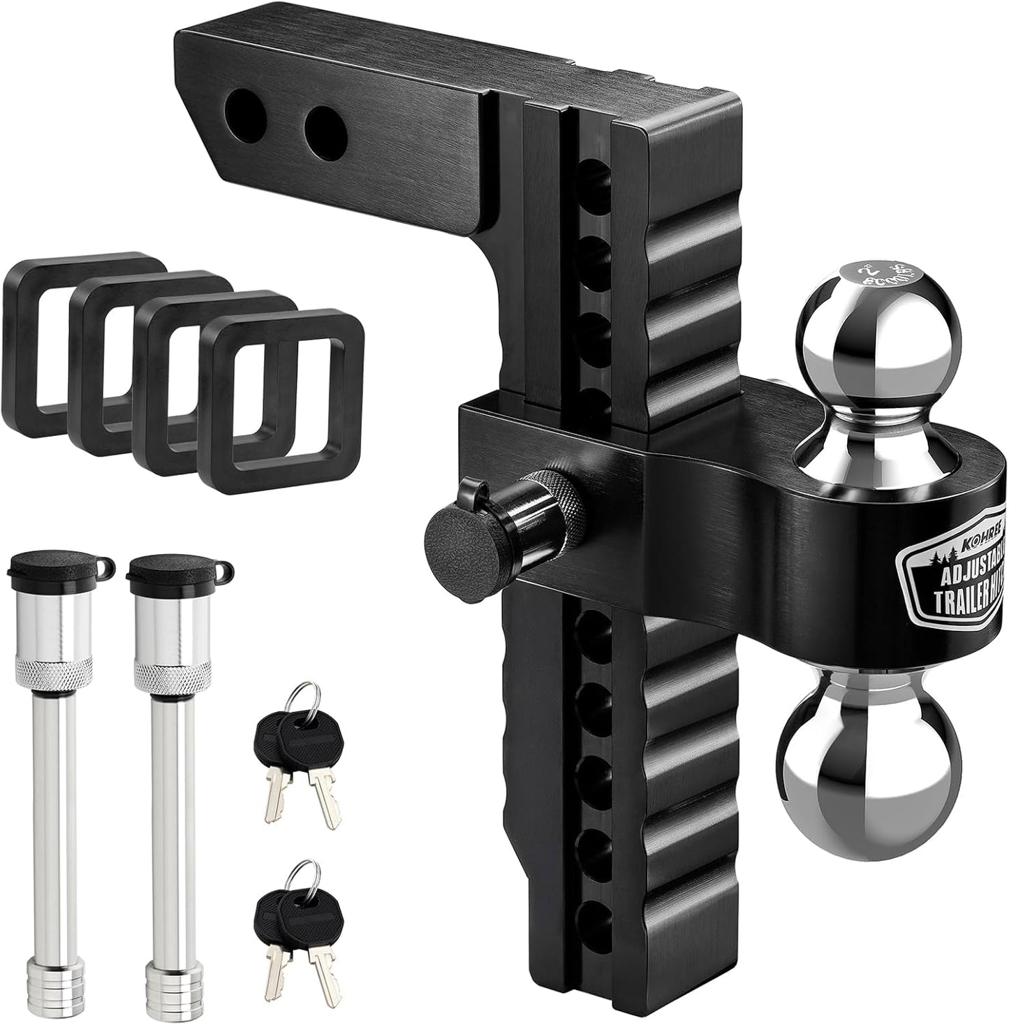 Kohree Adjustable Trailer Hitch for 2 Inch Receiver, Heavy Duty