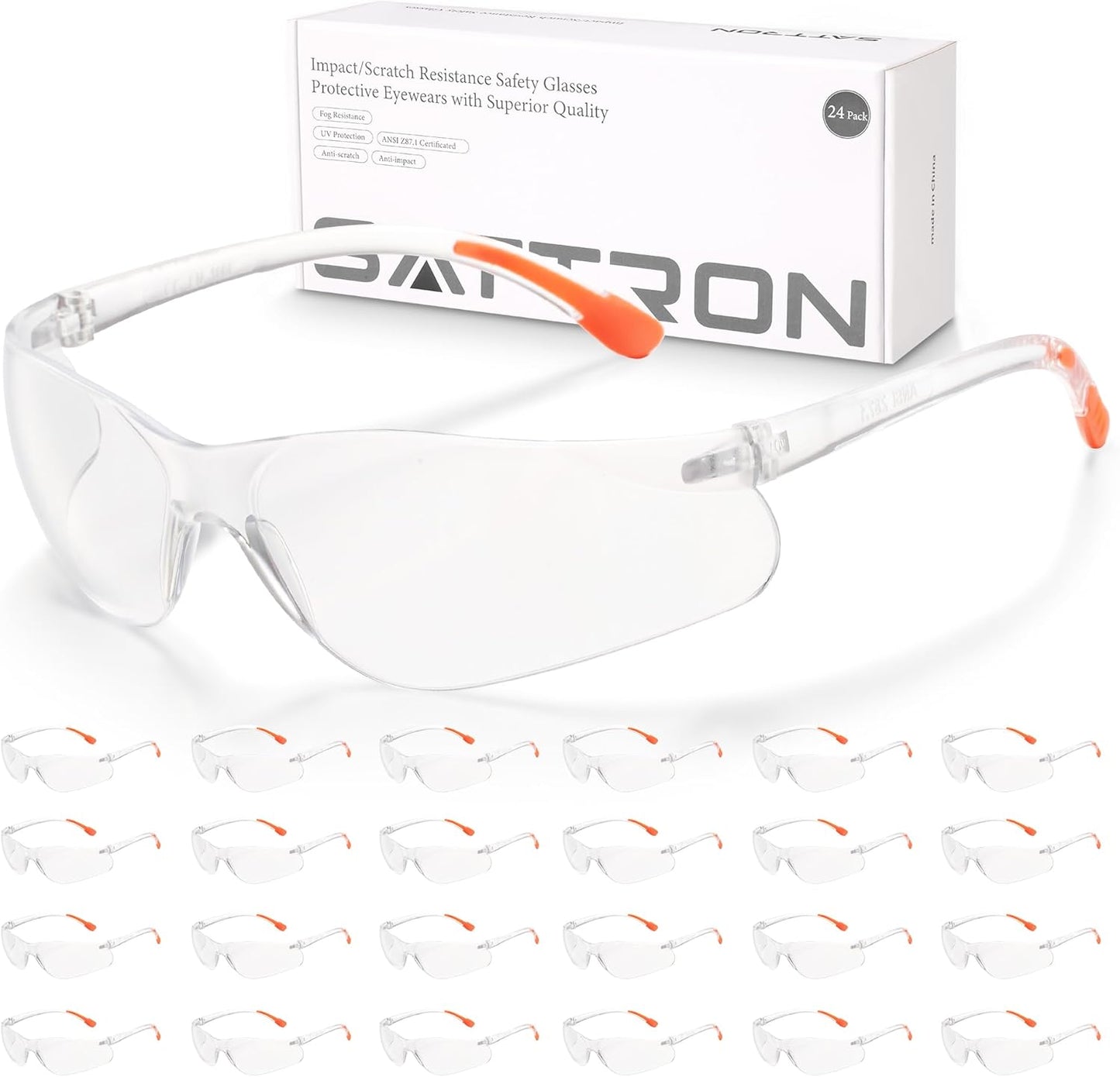 24 Pack Clear Safety Glasses with UV Protection for All Needs