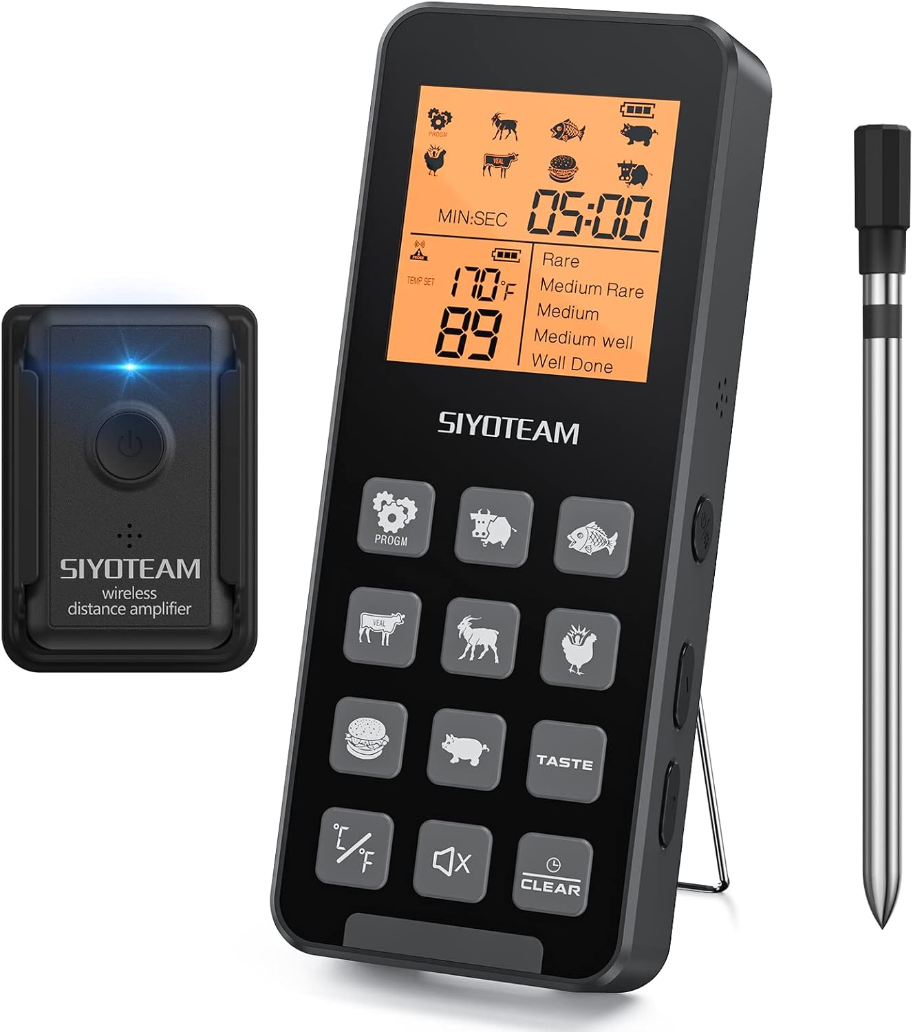 Wireless Meat Thermometer | 200FT Range | Pre-Programmed Temp
