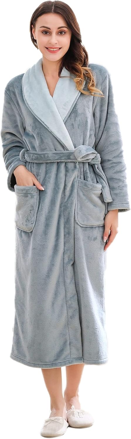 Richie House Women's Plush Soft Warm Fleece Bathrobe Robe RH1591