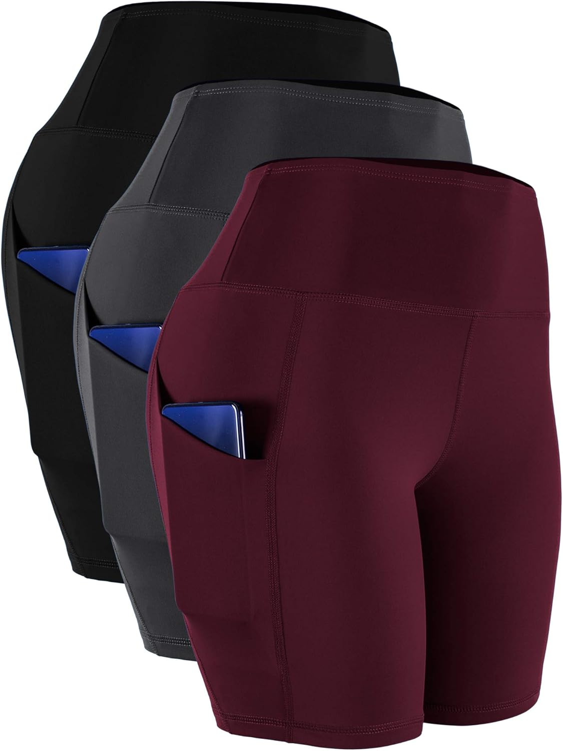 CADMUS Women's High Waist Spandex Yoga Shorts with Pockets