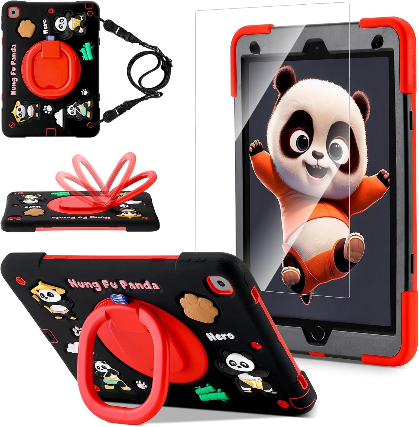 Cute 3D Panda Warrior Case for iPad 9th/8th/7th Generation