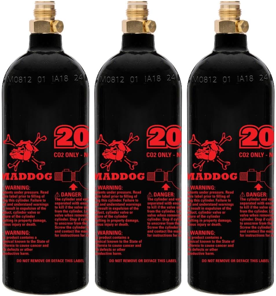 Maddog 20 Oz Refillable Aluminum CO2 Paintball Tank - 3 Pack