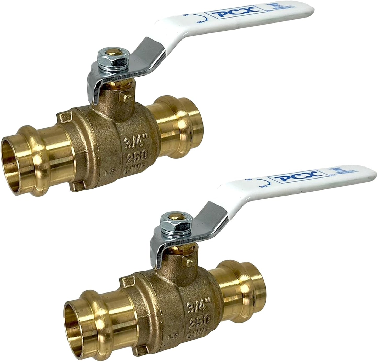 PROCURU 2-Pack 3/4-Inch Press Copper Ball Valve for Plumbing