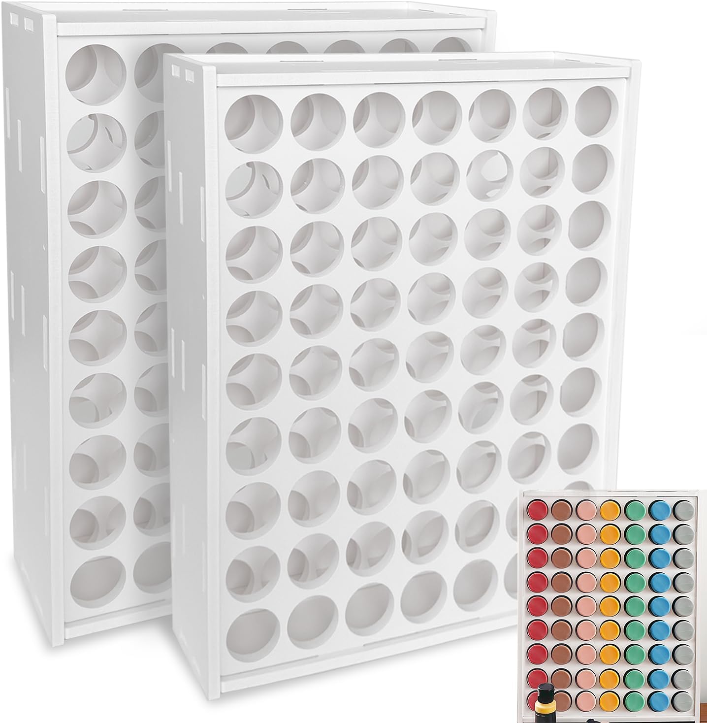 Acrylic Paint Organizer for 2oz Craft Paints - 63 Holes Design