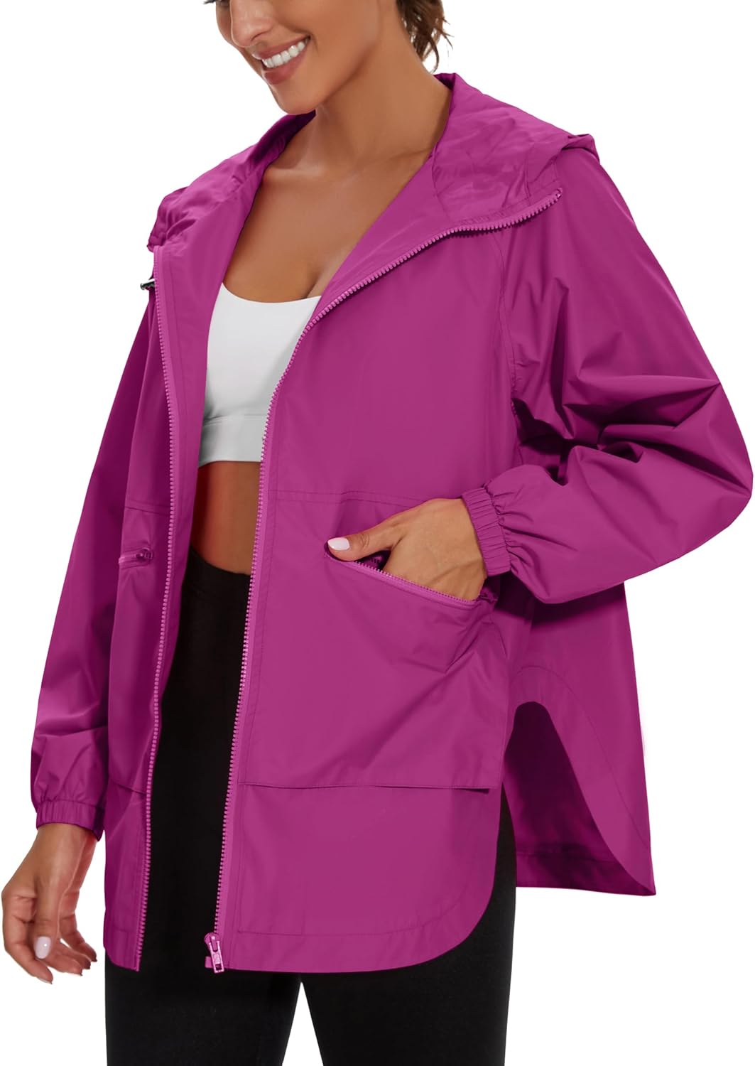 PESION Womens Waterproof Raincoat Lightweight Windbreaker Jacket