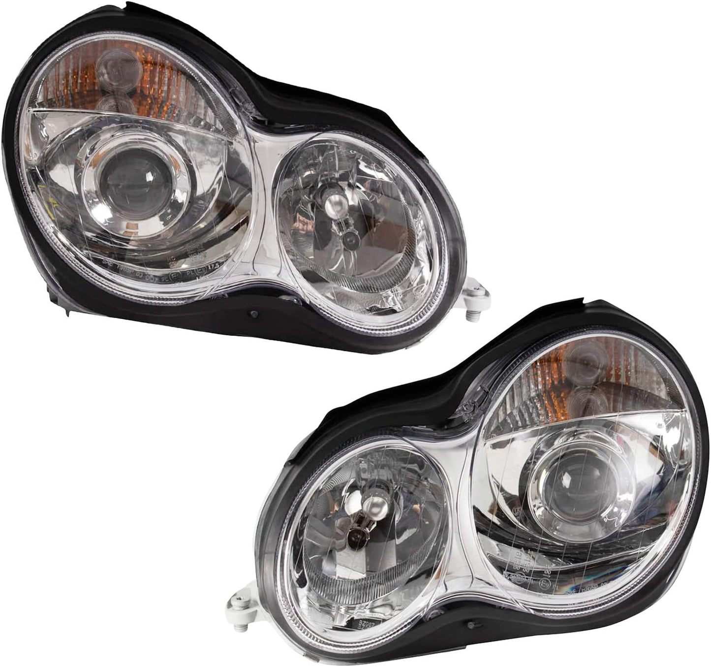 TRQ 2 Piece Headlight Assembly Set for Mercedes Benz Vehicles