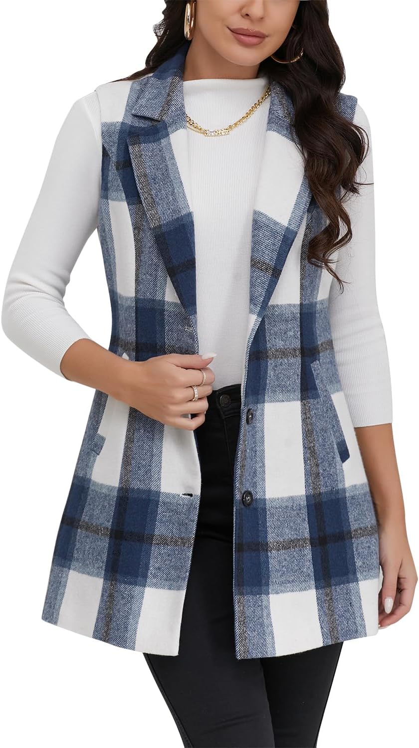 Plaid Vest for Women by IDEALSANXUN - Stylish Fall Layering