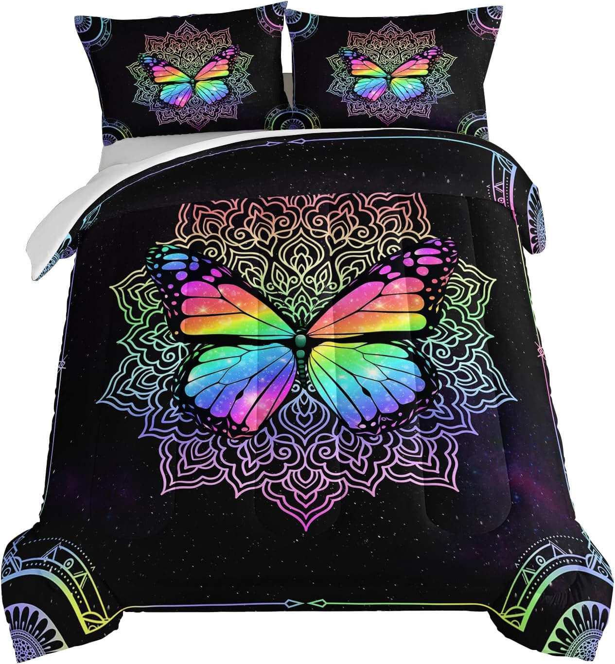 HOSIMA Butterfly Bedding Set for Girls - Colorful Comforter