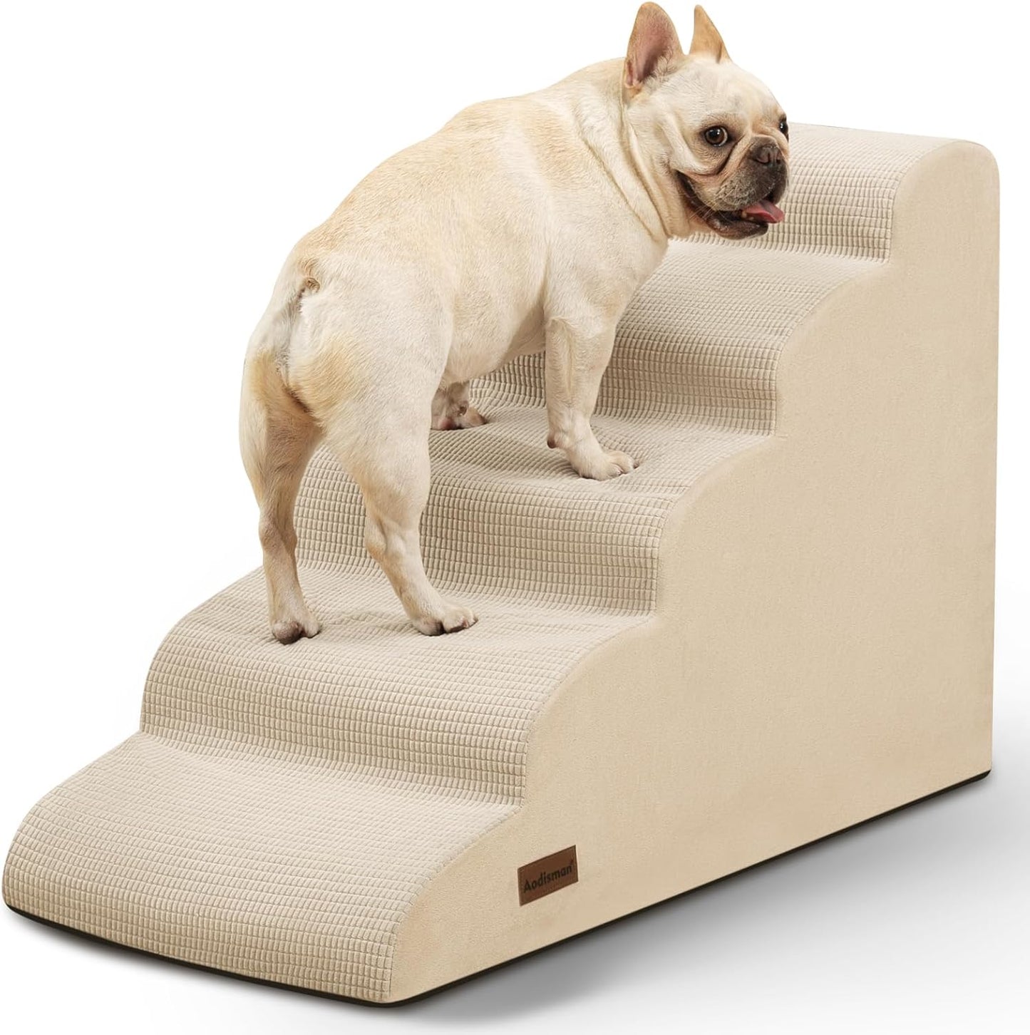 5-Step Dog Stairs and Ramp for High Bed, Non-Slip Pet Steps
