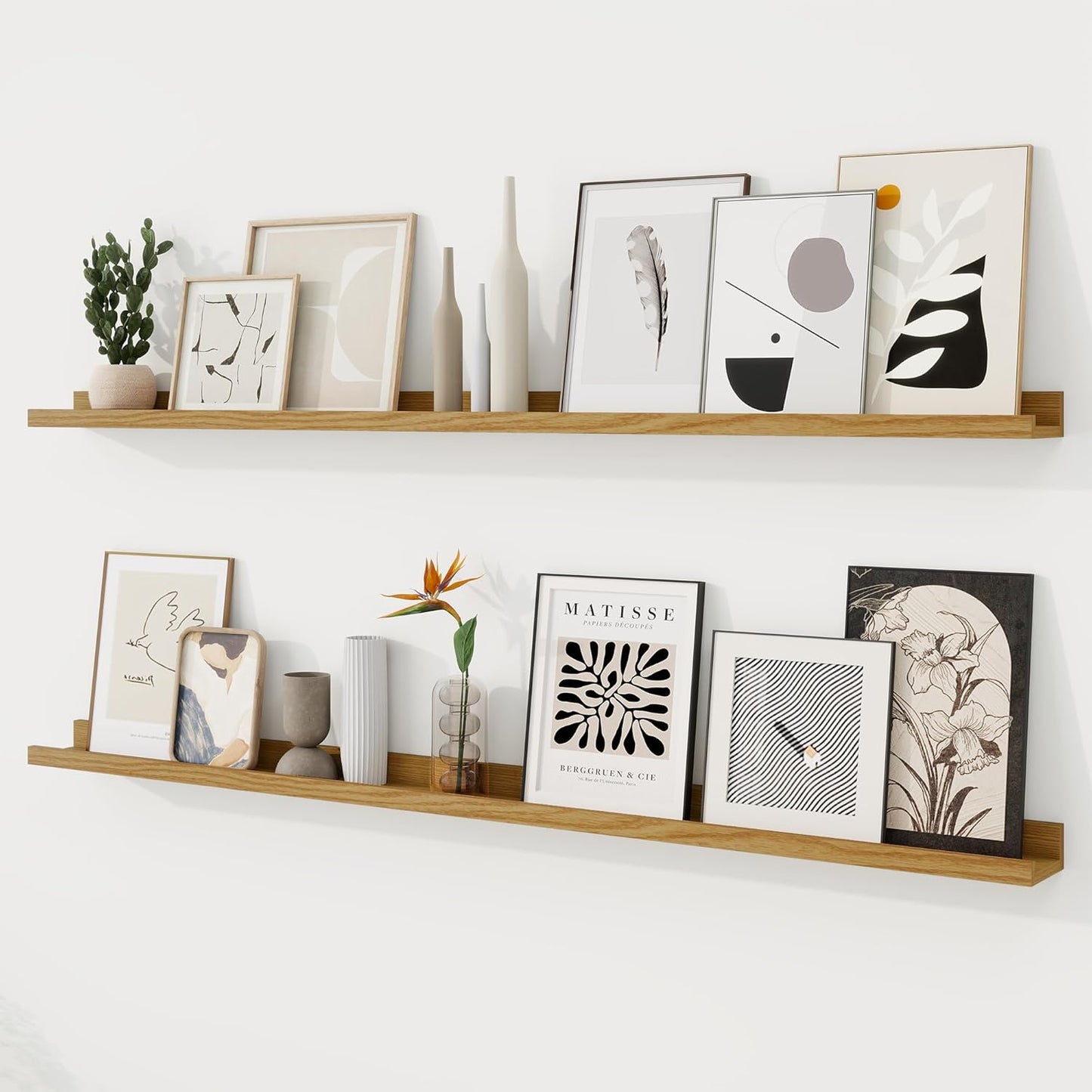 RICHFOCUS Picture Ledge Shelf Set of 2, 55 inch Floating Shelves