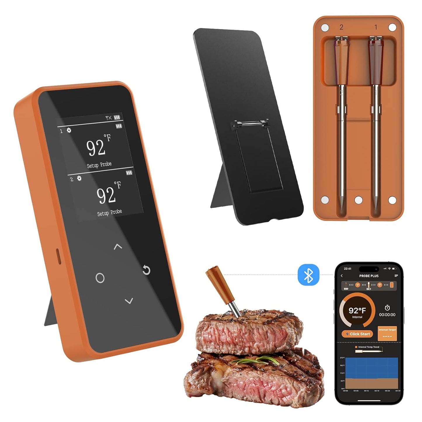 500FT Wireless Meat Thermometer: Instant Read & Long-Lasting Probes