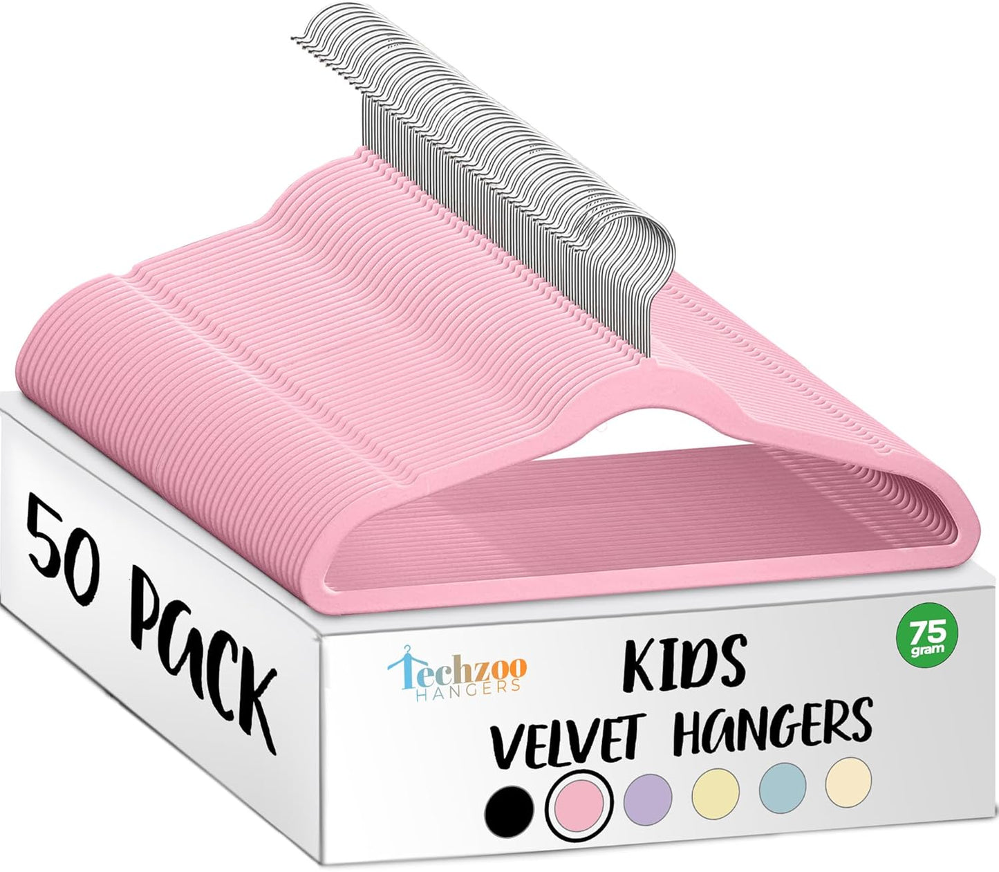 Premium Kids Velvet Hangers - 50 Pack Non-Slip Clothes Hangers