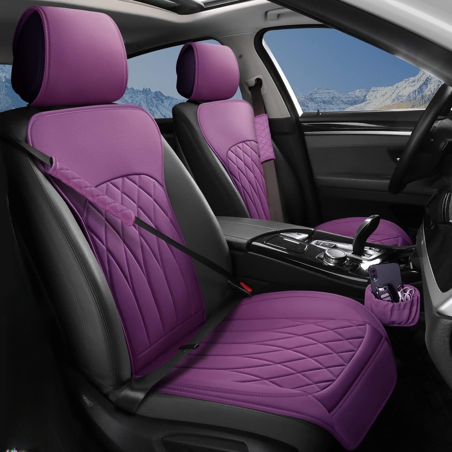 Universal Sideless Leather Car Seat Covers with Storage Pocket