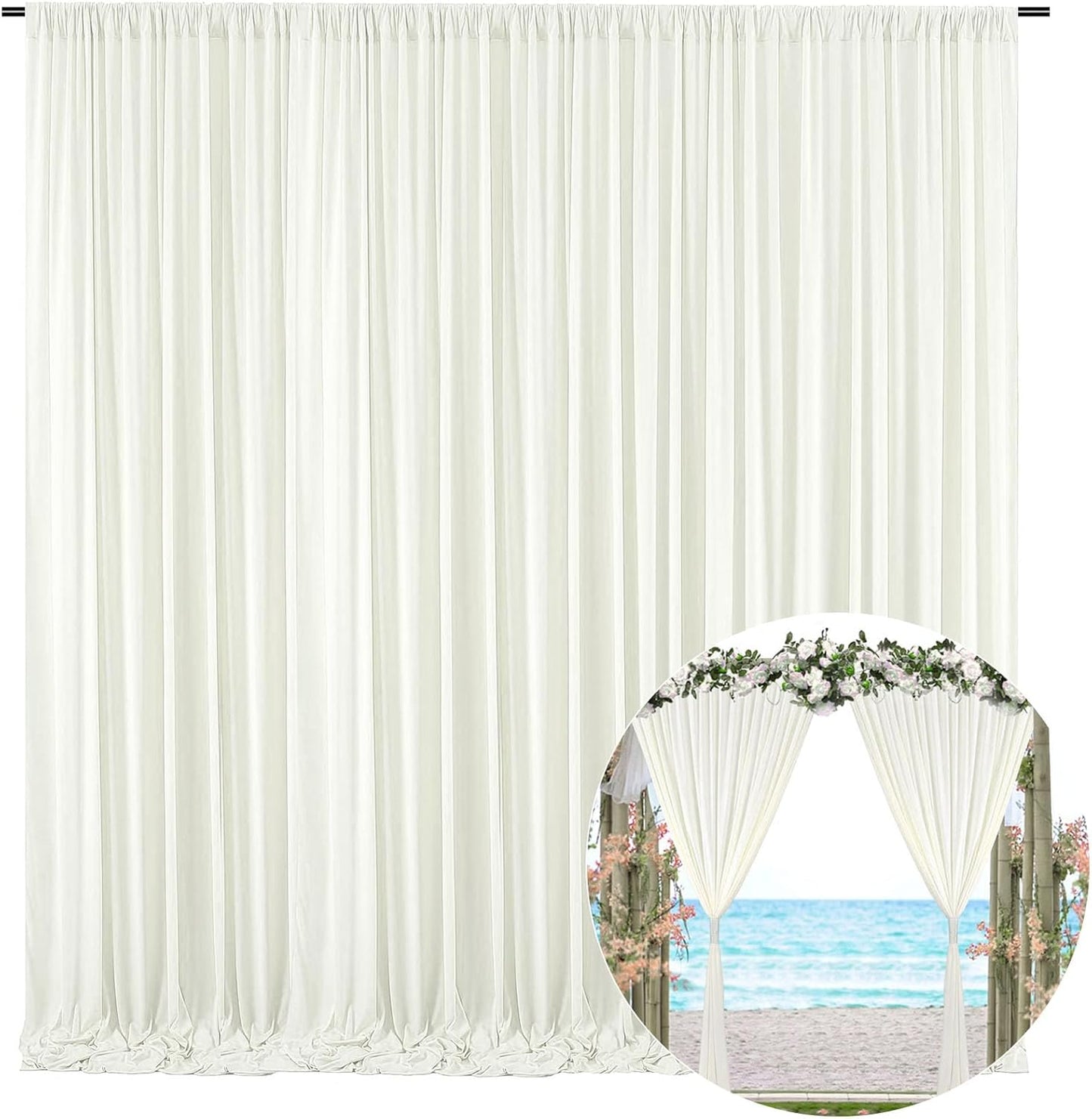 10x10 Ivory White Backdrop Curtains - Perfect Party Decor