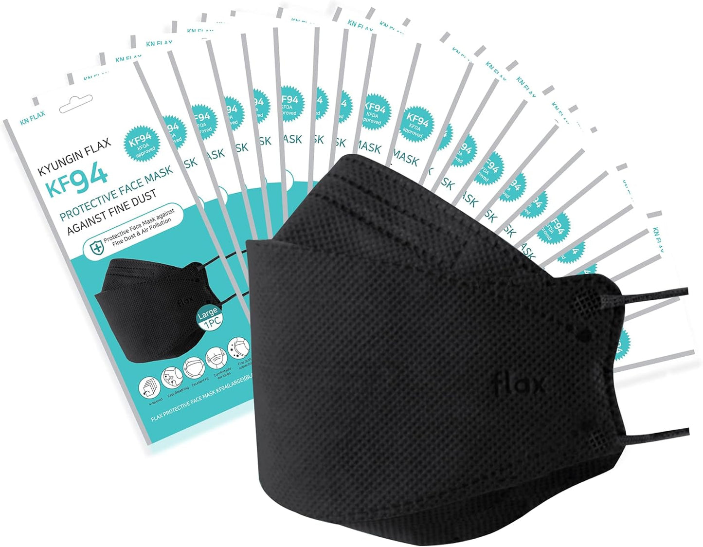 KN FLAX KF94 Face Protective Mask - Premium Safety Black Mask