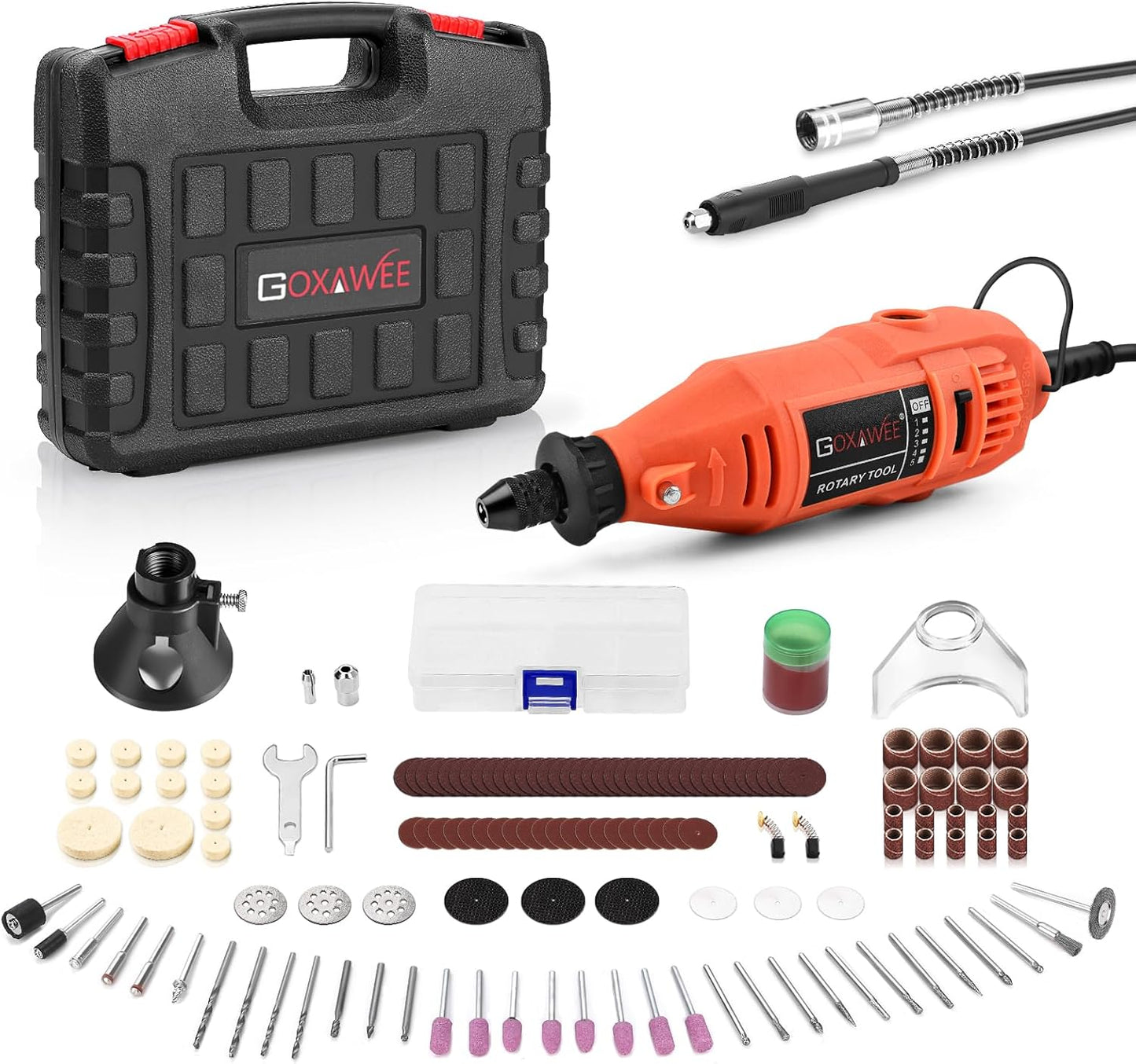 GOXAWEE Rotary Tool Kit for Cutting, Drilling, and More