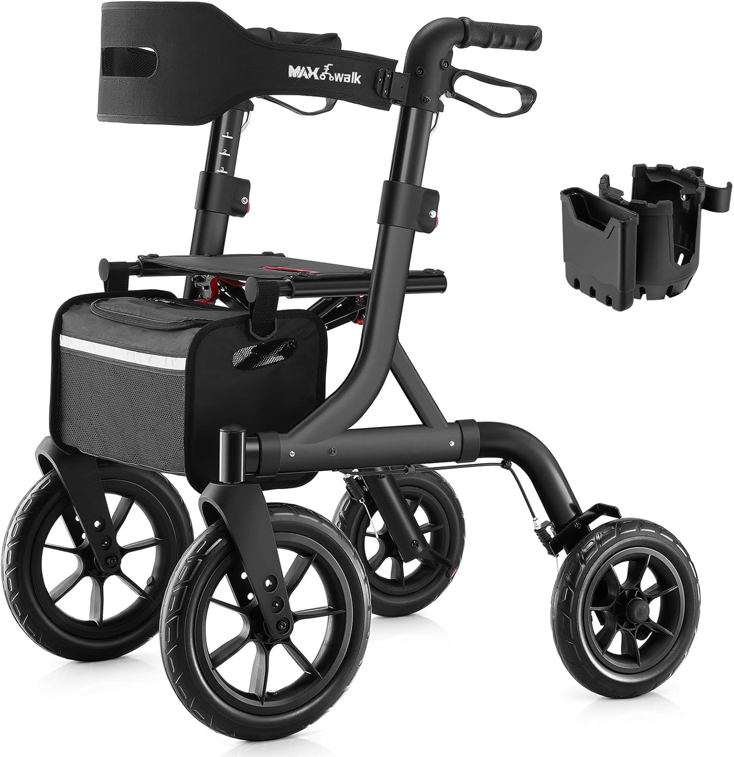 All Terrain Rollator Walker with Seat for Seniors, 12 in Wheels