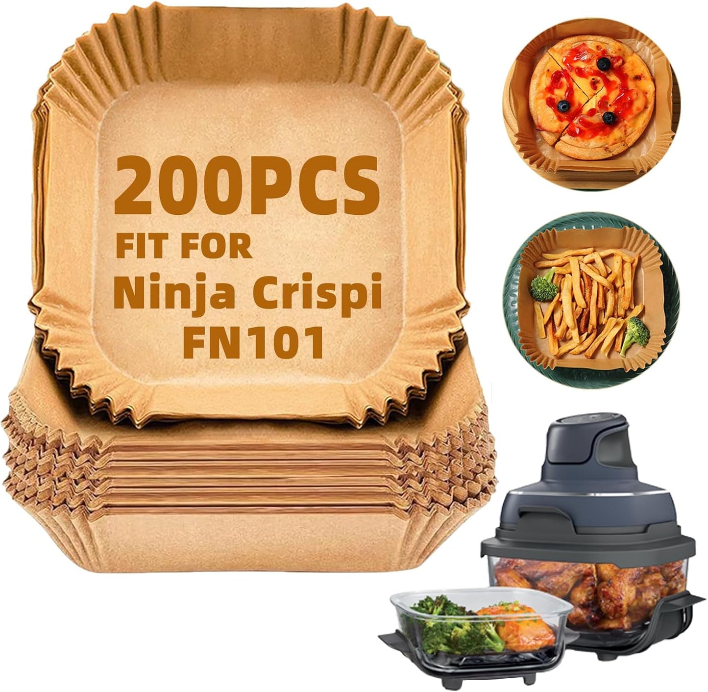 200PCS Ninja Air Fryer Liners - Crispier Results!