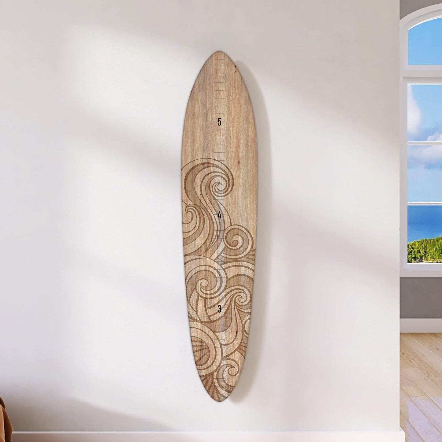 Wooden Surfboard Wall Decor Growth Chart for Kids Room Art