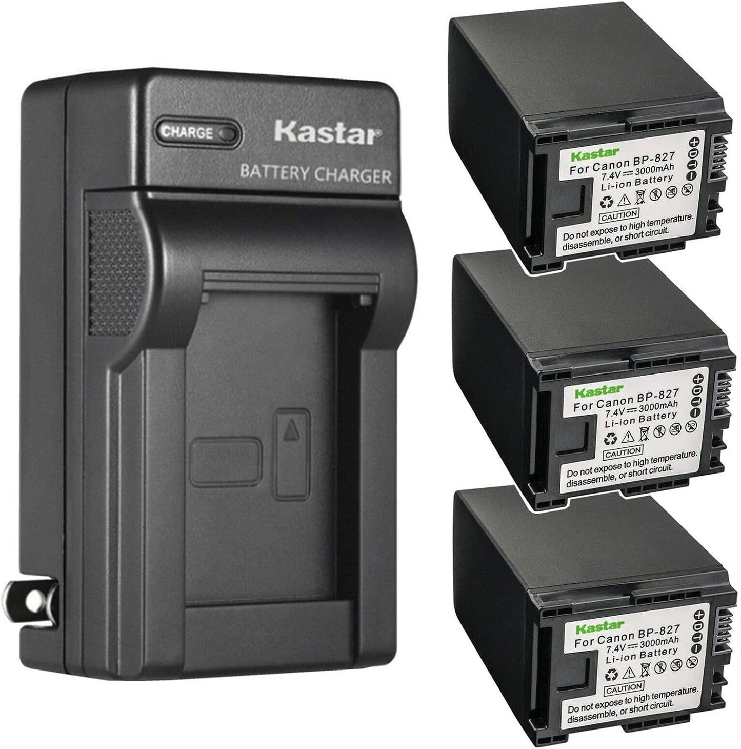 Kastar 3-Pack Battery and AC Wall Charger for Canon VIXIA