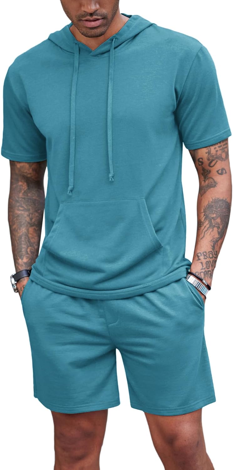 Men's Casual Sports Hoodie and Shorts Set for Activewear