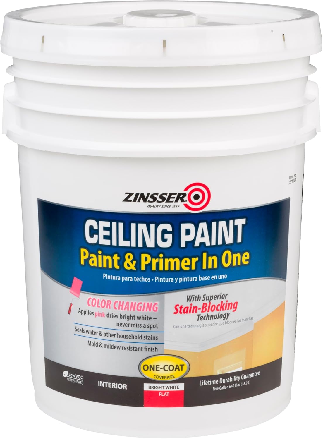 Zinsser Ceiling Paint & Primer in One, 5 Gallon, Flat Bright White