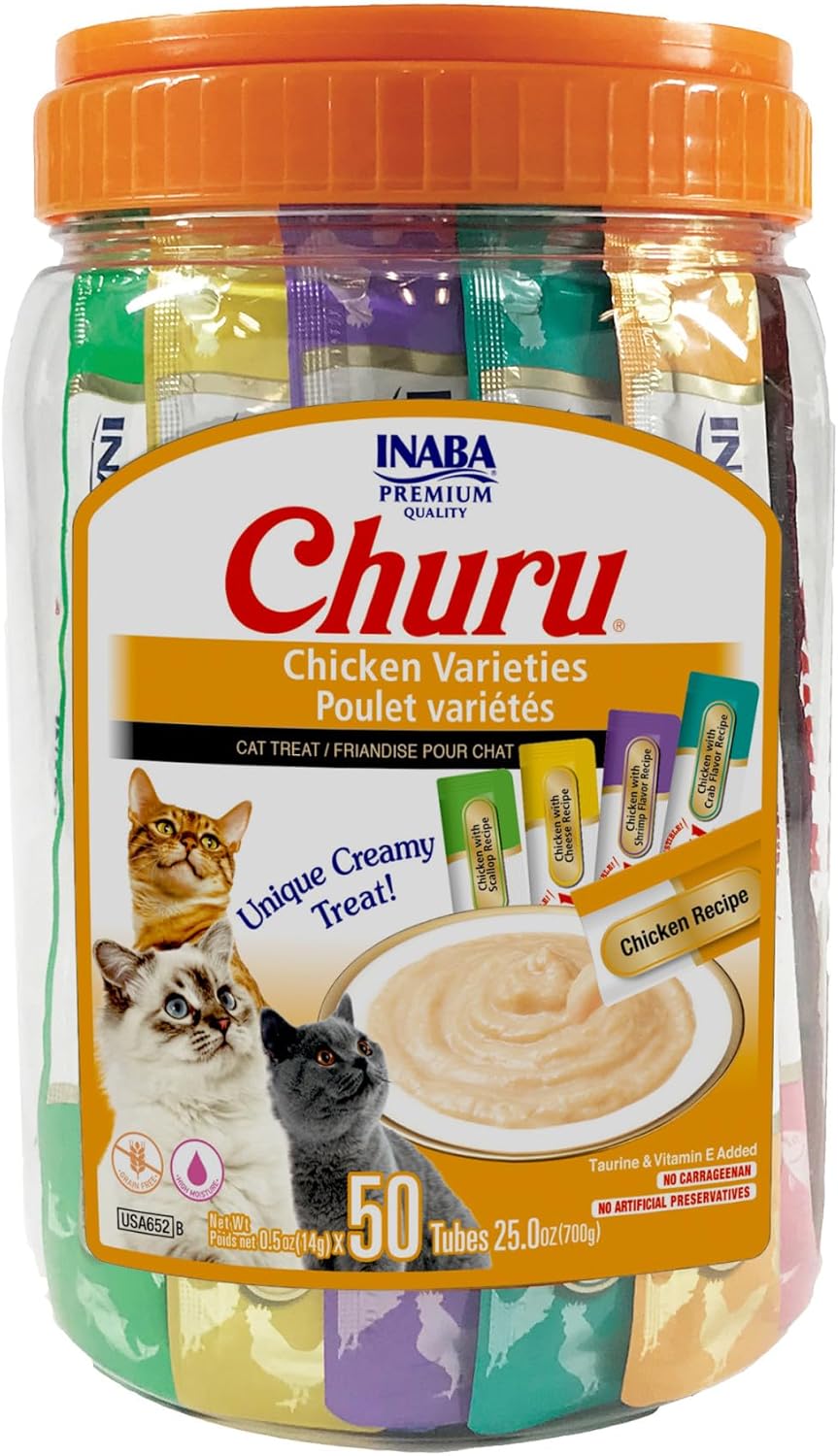 Churu Cat Treats - Grain-Free Lickable Puree for Cats