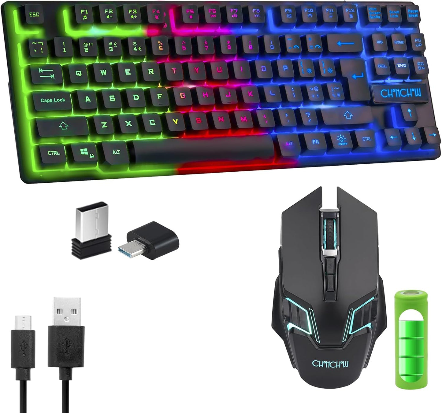 CHONCHOW Wireless Gaming Keyboard & Mouse Combo - Ultimate Compact Setup