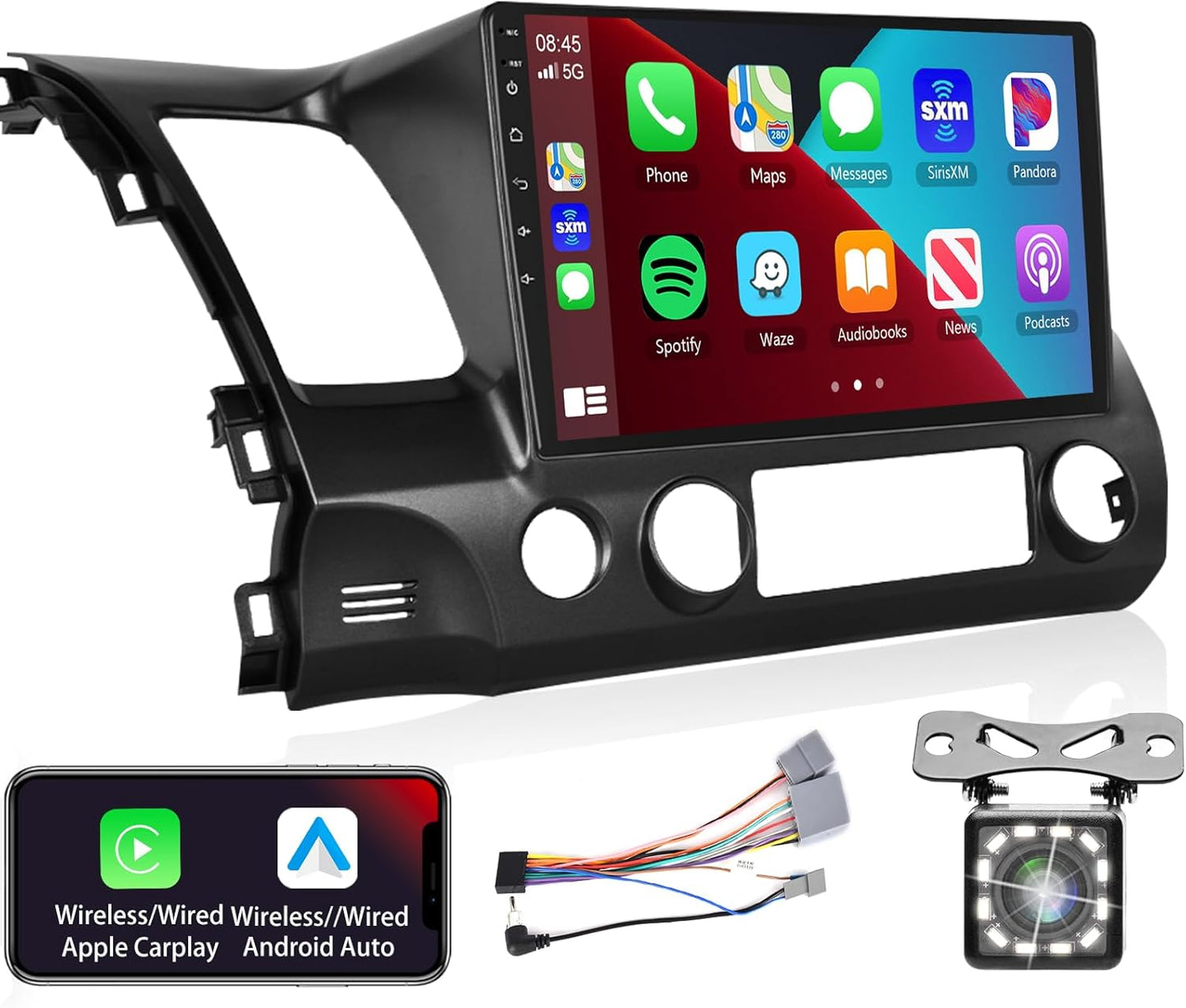 Podofo Radio for Honda Civic 2006-2011 with Wireless CarPlay