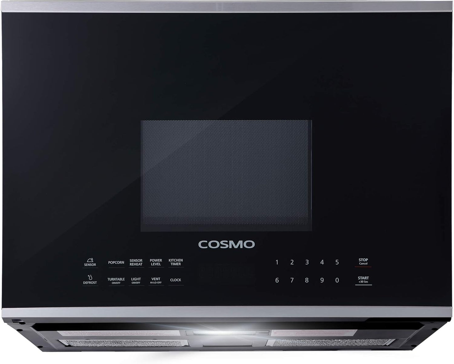 COSMO Over the Range Microwave: Powerful 1000W Vent Fan & Stylish Design