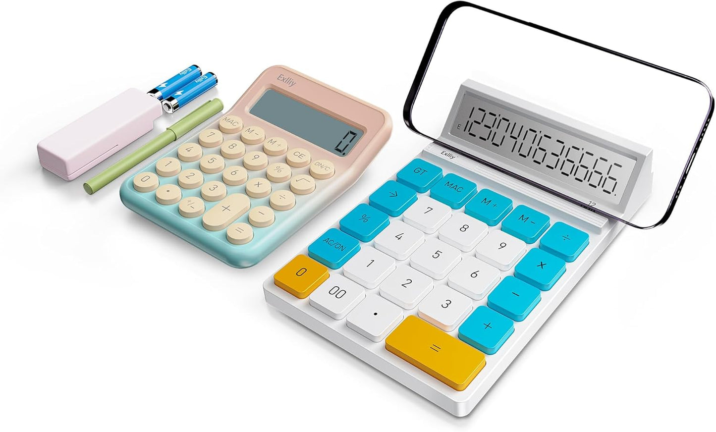 Large Display 12-Digit Desktop Calculator - Sensitive Buttons for Home & Office Exlliy