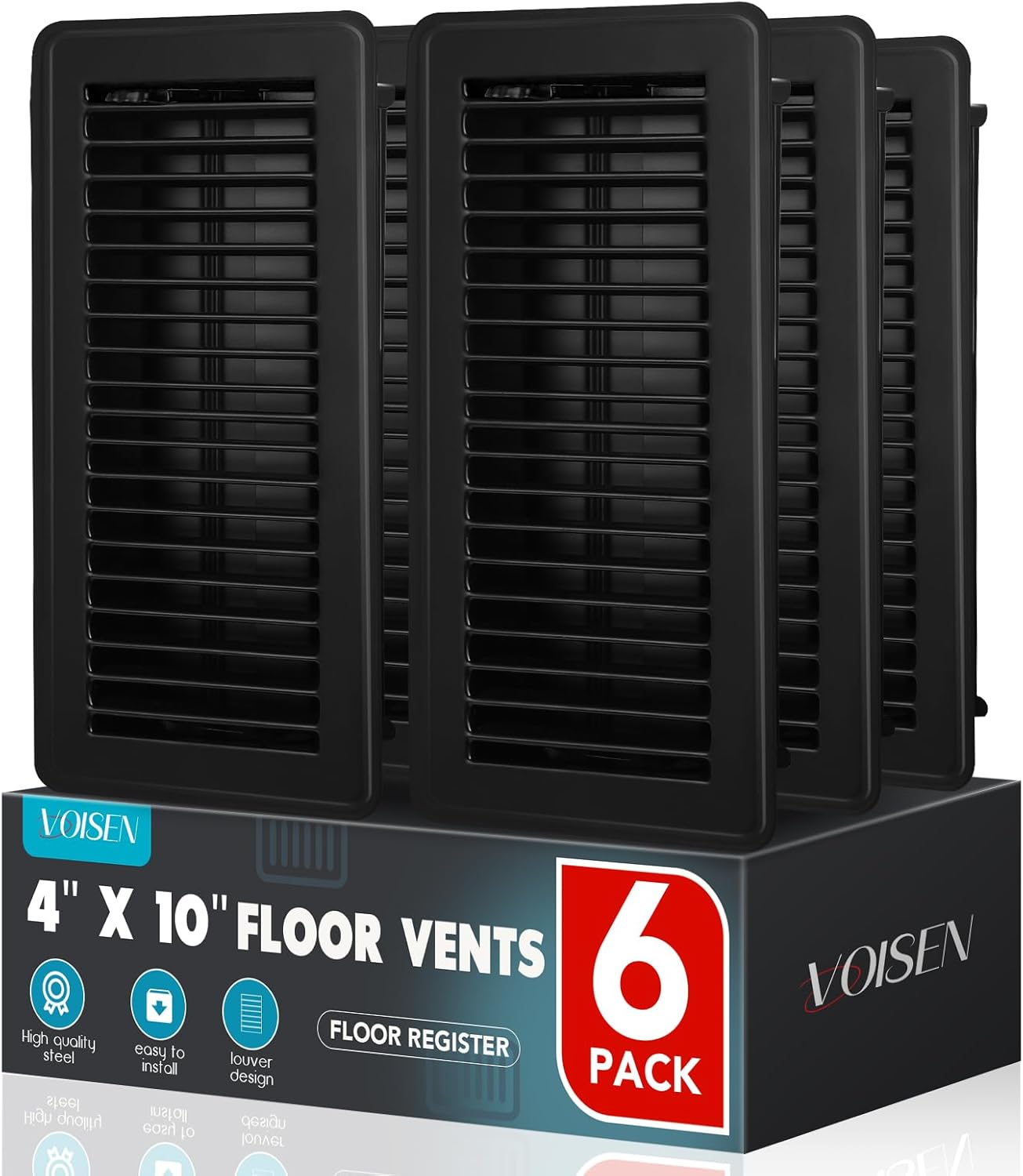 VOISEN Floor Register 4x10 Heavy Duty Steel Vent Covers for Home