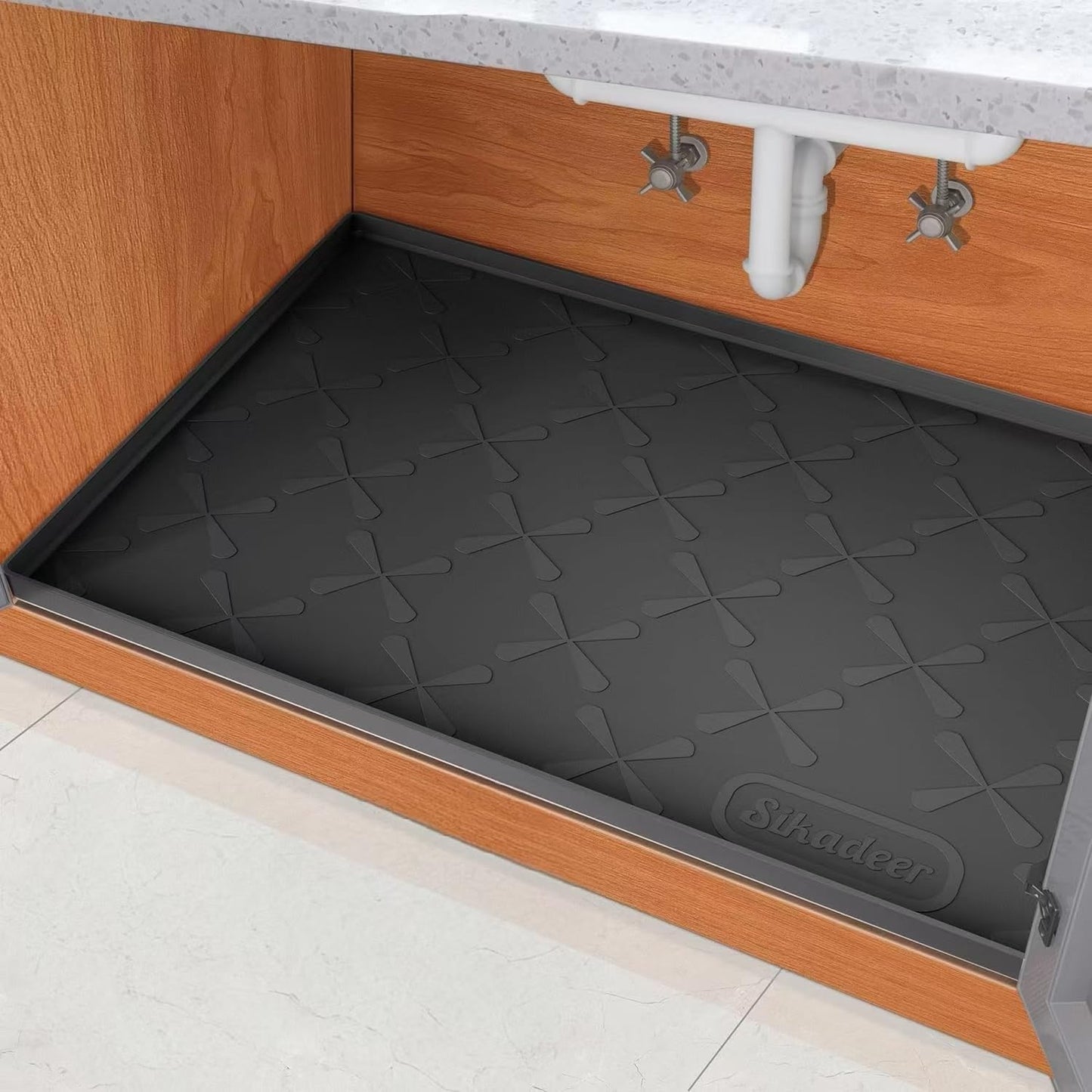 SIKADEER 40in x 22in Under Sink Mat Waterproof Kitchen Liner
