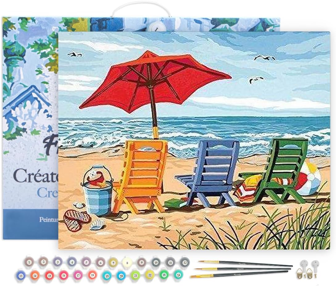 Figured'Art Paint by Numbers Kit for Adults - Beach Chairs