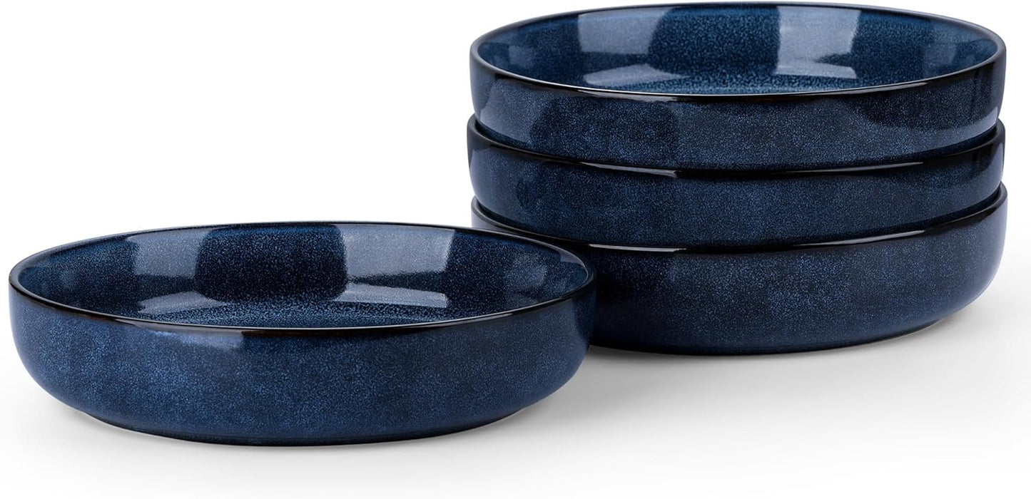 LIANYU Stoneware Pasta Bowls Set of 4 for Serving Soup Dinner