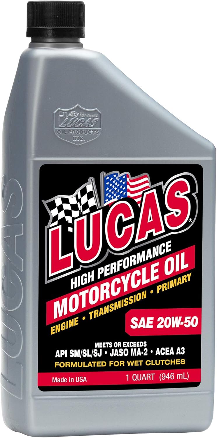 High Performance SAE 20W-50 Motorcycle Oil by Lucas Oil - 1 Quart