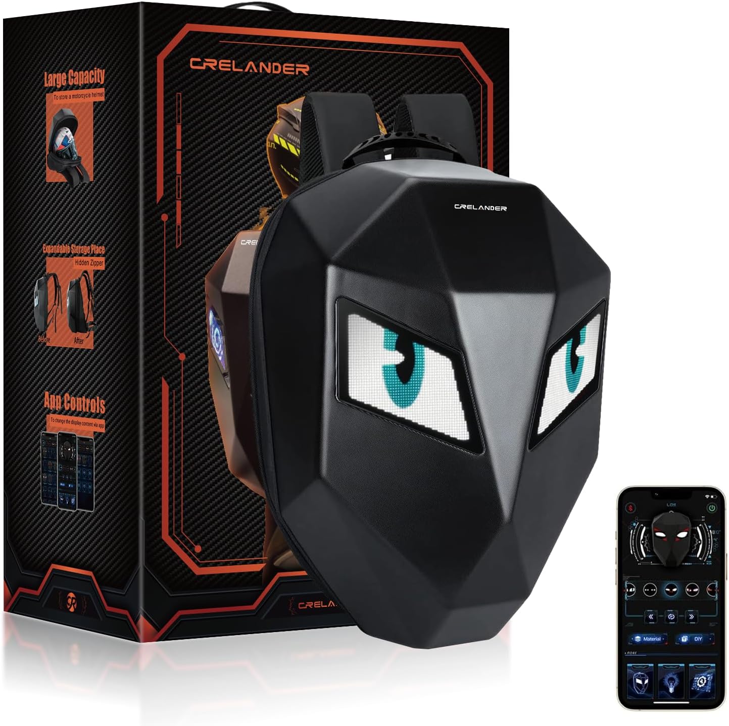 LED Motorcycle Backpack with DIY Display for Riding and Travel