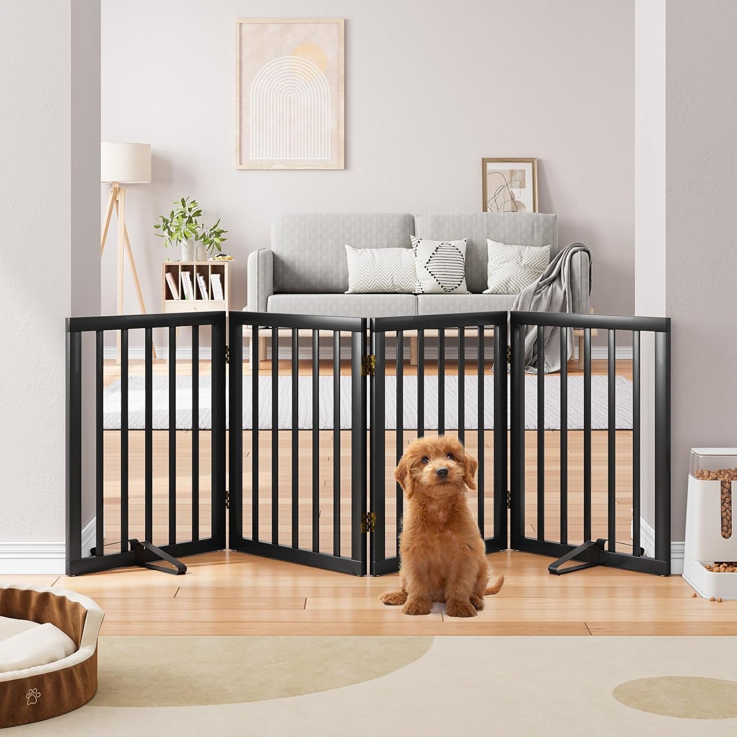 Semiocthome Bamboo Dog Gate - Stylish Freestanding Pet Barrier