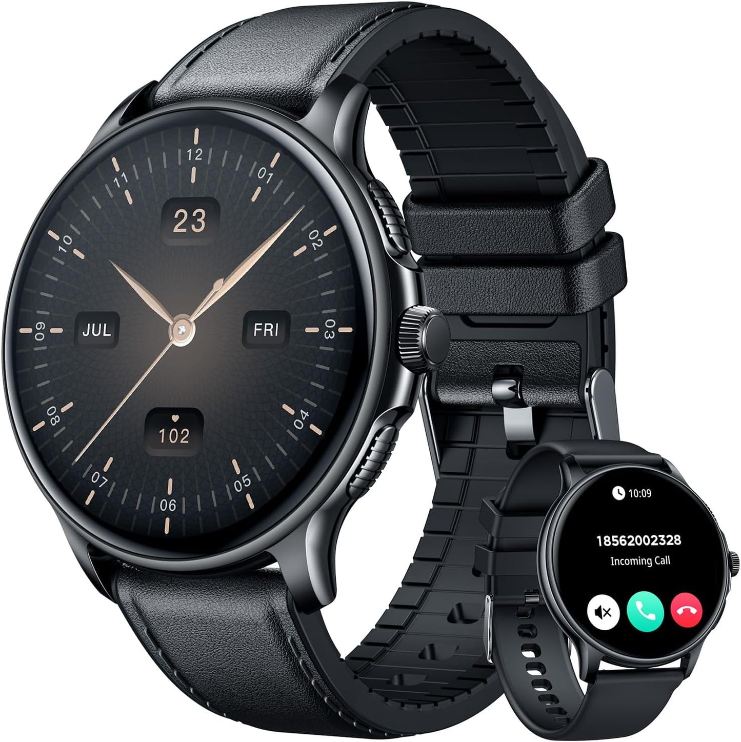 Black Smartwatch: Call & Monitor Health - CatShin