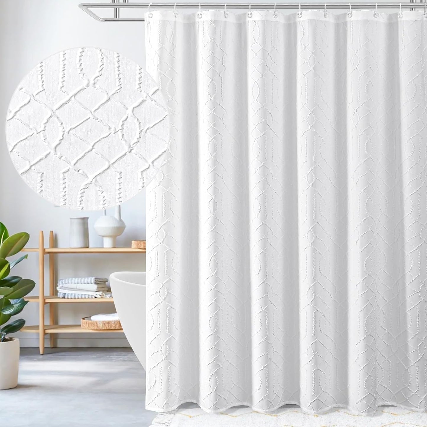 Farmhouse Elegant 3D White Shower Curtain Set