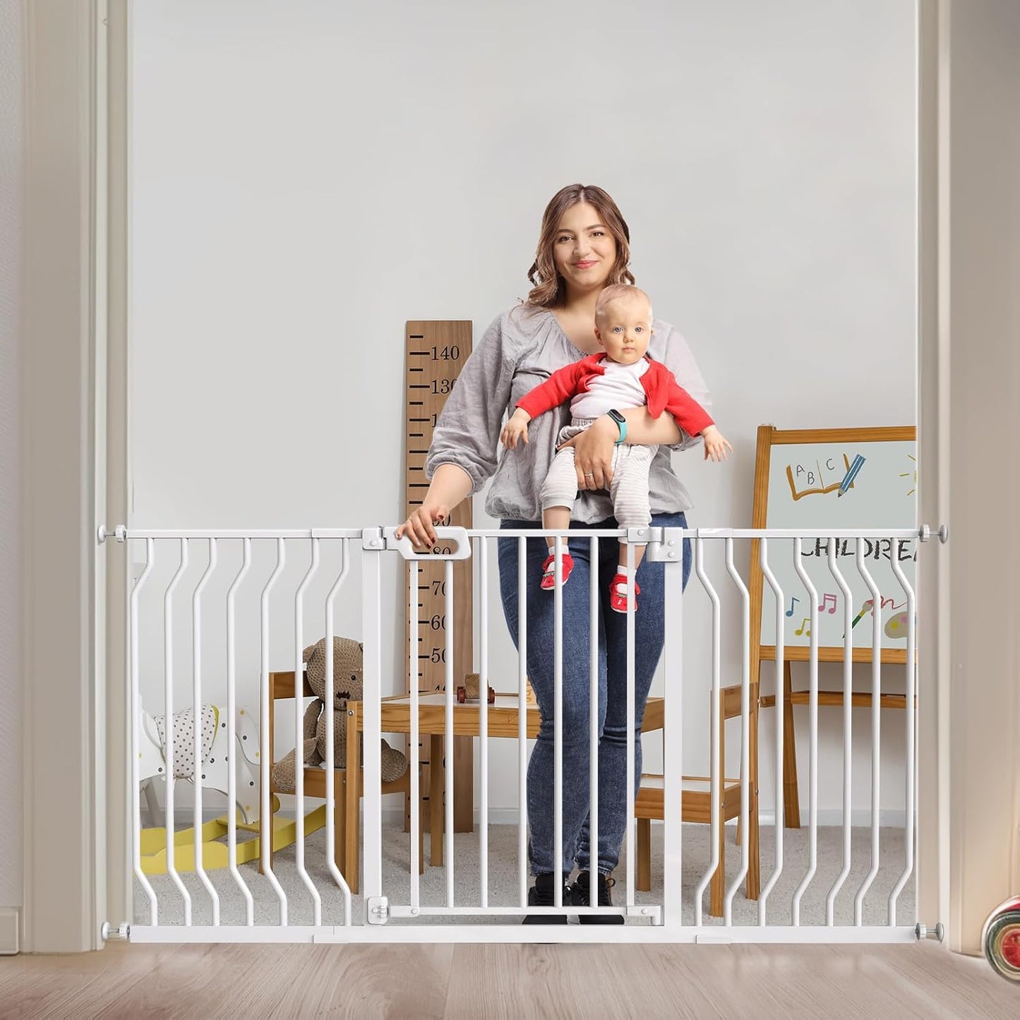 GROWNSY Baby Gate 57-62 in Auto-Close Dog Gate for Safety