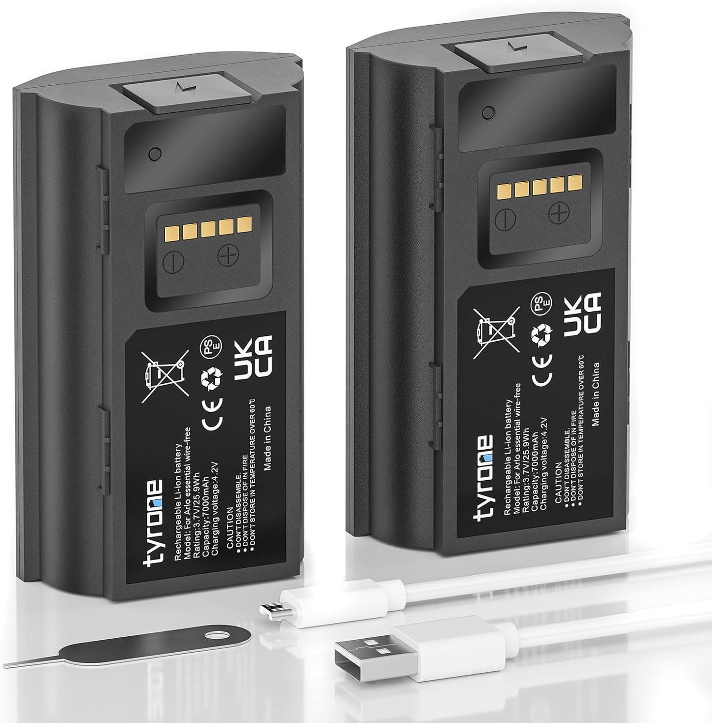 Enhanced Power for Arlo Doorbell: 2 Pack Tyrone Rechargeable Batteries