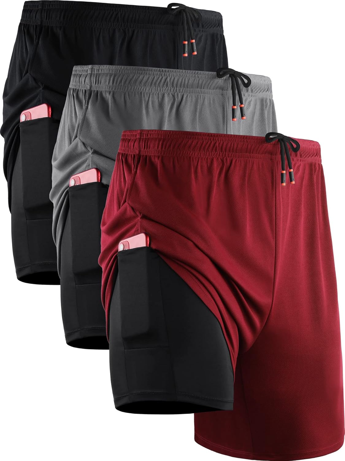 NELEUS Men's 2 in 1 Running Shorts with Liner for Comfort