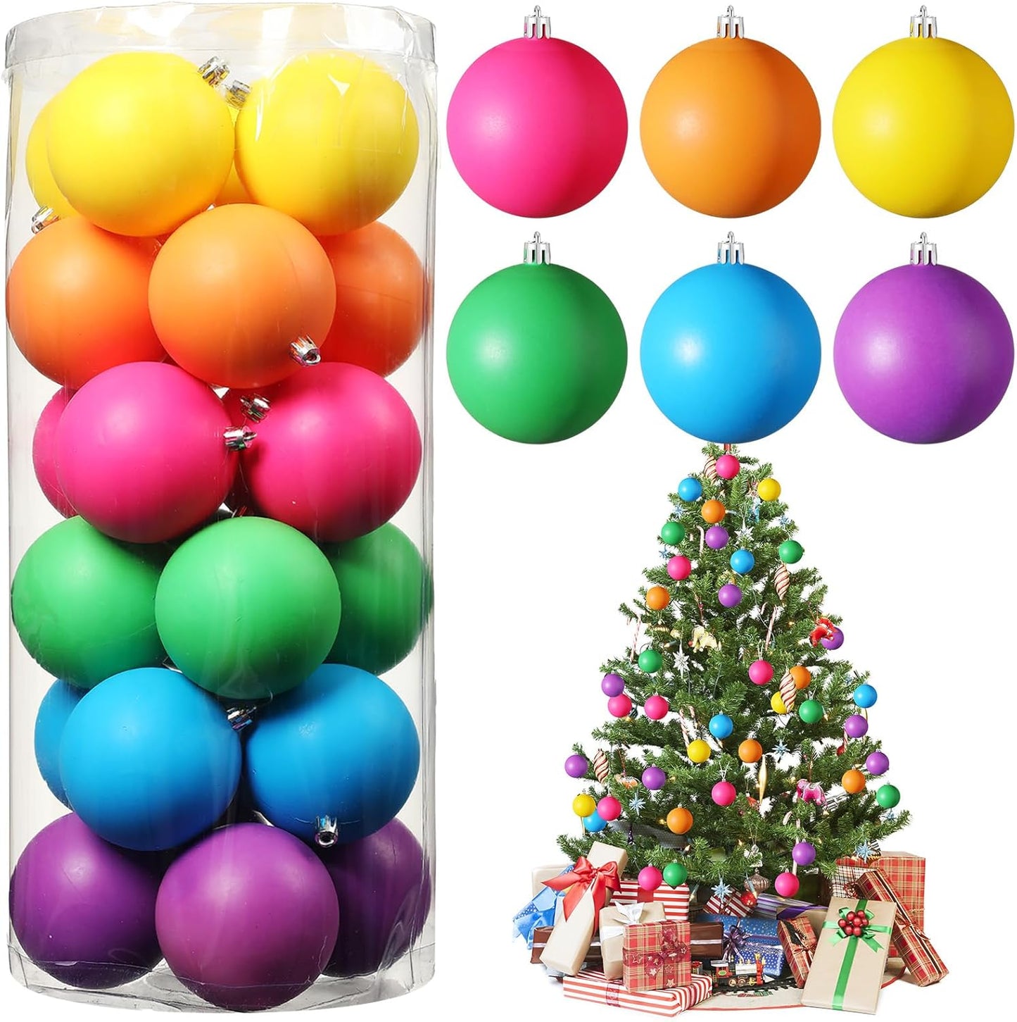 Vibrant Neon Color Christmas Ball Ornaments for Festive Decor