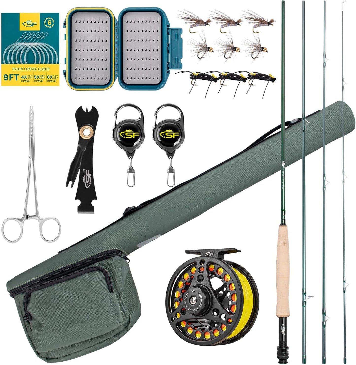 SF Fly Fishing Rod Combo Starter Kit for Beginners and Travel
