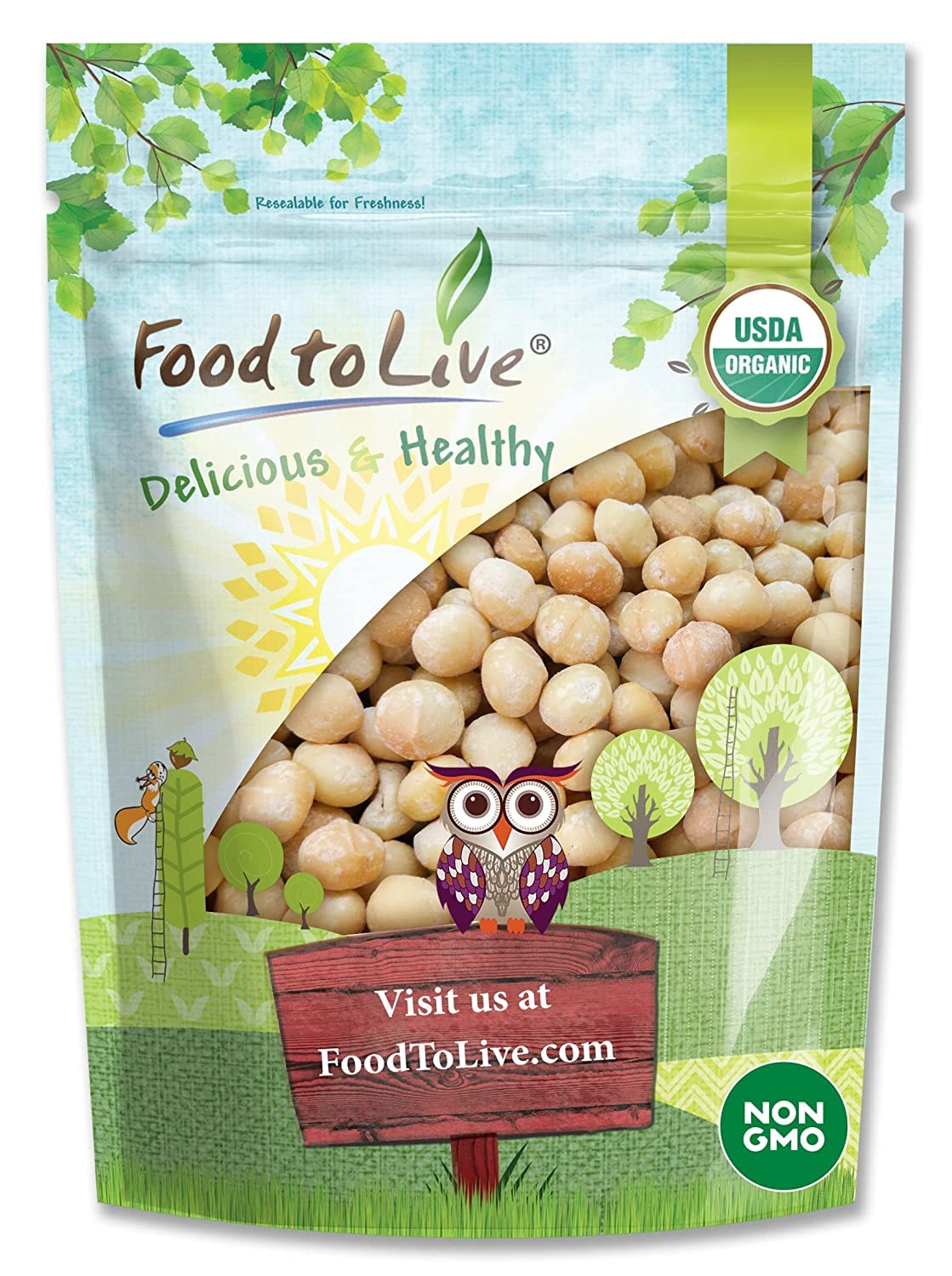 Organic Whole Macadamia Nuts - Raw, Unsalted, Keto Snack