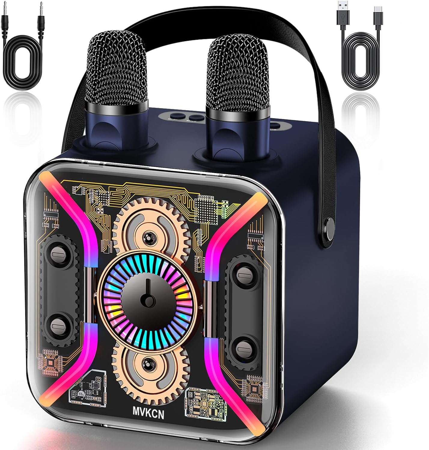 MVKCN Karaoke Machine for Adults with Wireless Microphones